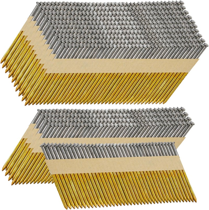 SITLDY 30-34 Degree Framing Nails 3-1/2"X.131" Smooth Shank 520 Count, D Head Hot Dipped Galvanized Paper Tape Strip Nails, for 30 to 34 Degree Framing Nailer - Image 1